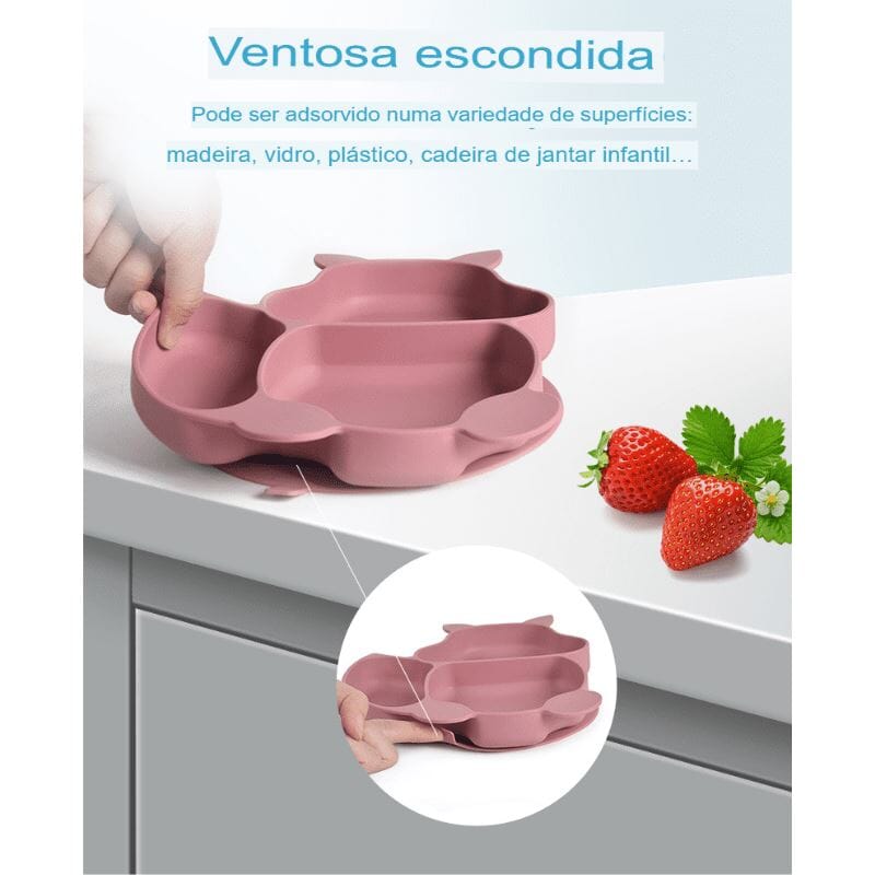 Kit 8 Peças, Prato Formato Esquilo Com Ventosa, Babador, Conjunto Alimentação Para Bebê